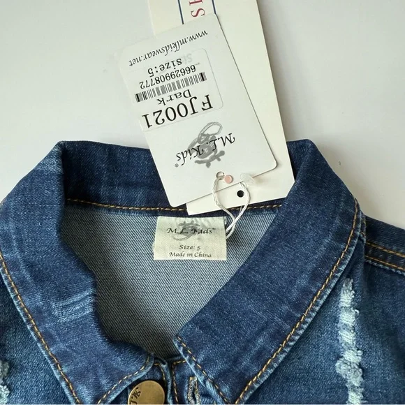 ML Kids Blue Denim Lace Trim Jacket Girls Size 5 NWT - Picture 2 of 6